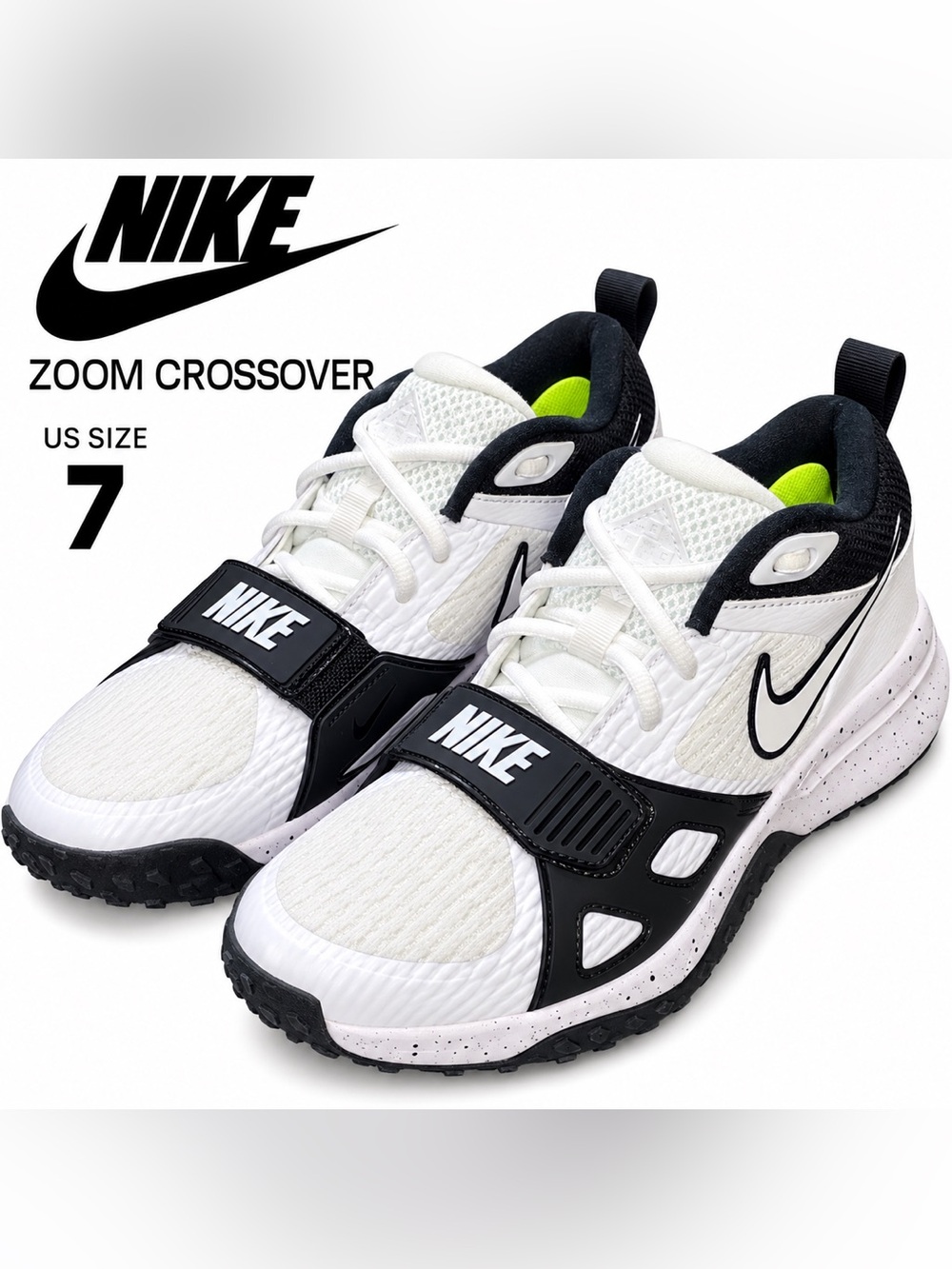 Nike Air Zoom Diamond Elite Turf Baseball Shoes White Black Volt Men’s 7